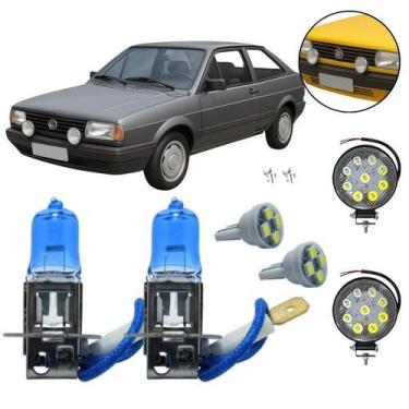 Imagem de Kit Farol Auxiliar + Lâmpada Milha Super Branca Gol Quadrado - FullLig