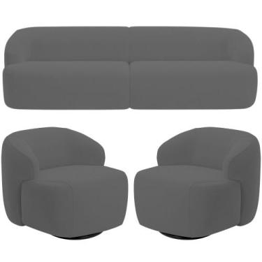 Imagem de Sofá 3 Lugares Curvo Orgânico com 02 Poltronas Para Sala Living 250cm 