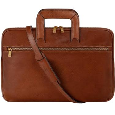 Imagem de Time Resistance Pasta de couro fina - Bolsa de couro italiana feita à mão para computador - Pasta para homens e mulheres - Bolsa para laptop, Marrom, Einheitsgröße