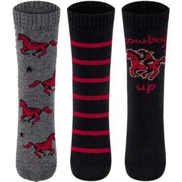 Imagem de kit Meia infantil menino cano médio estampada Lupo 3 pares, Opção 7, 3