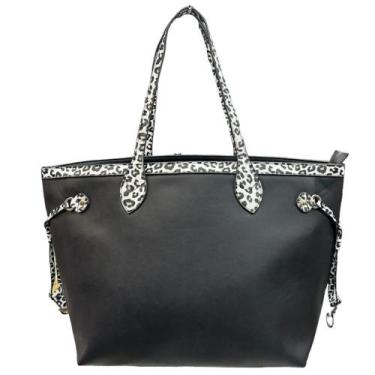 Imagem de Bolsa de Ombro Totebag Espaçosa Animal Print Preto - Santino