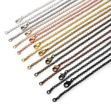 Imagem de LANBEIDE Pacote com 40 correntes de latão de 10 cores, corrente de elos de 53 cm, com fechos de lagosta, a granel para fabricação de joias, Chains-2.6mm-40pcs-style 1, Latão cobre prateado
