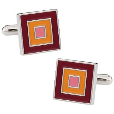 Imagem de Abotoaduras quadradas, rosa e laranja com caixa de apresentação Cuff-Daddy Esmalte concentrado