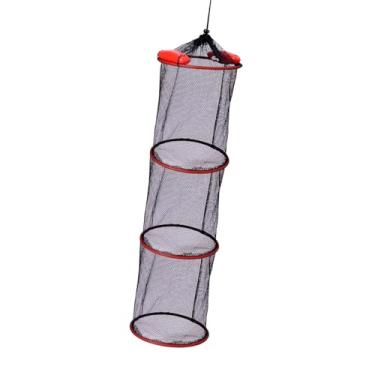 Imagem de simhoa Float Fish Basket Nylon Mesh Rede Fechamento de cordão de tração Portátil Balde de pesca bem dobrável para lacteres lagostas Live, Camada Tripla