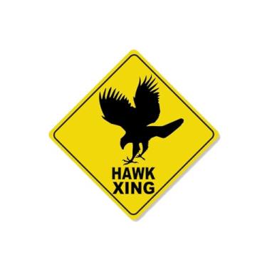 Imagem de Placa de cruzamento de gavião, cruzamento de gavião, placa de diamante de cruzamento de falcão, fazenda de gaviões, placas de celeiro, sinal de estrada, amantes de falcões - Placa de metal de