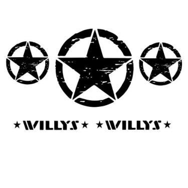 Imagem de Kit 5 Adesivos Jeep Renegade Willys Estrela Militar - Preto - Jhow Ade