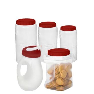 Imagem de Kit 5 Potes Conjunto Multiuso Organização Mantimento Jarra Cozinha - c