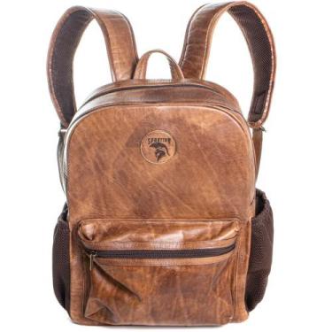 Imagem de Mochila Masculina 2 Ziper Em Couro Notebook - Sparttan, Unico, Marrom