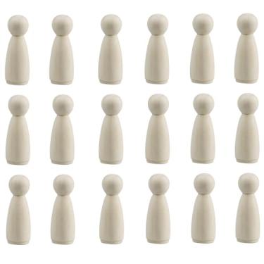 Imagem de pson Pacote com 20 bonecas femininas de madeira inacabada de 65 mm, figuras de família em branco artesanais de madeira natural, bonecas jumbo para artesanato, entusiastas de arte