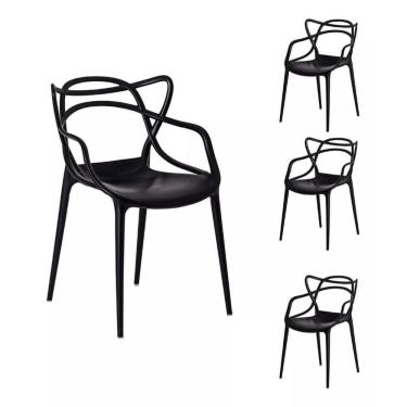 Imagem de Kit 4 Cadeiras Allegra Cozinha Jantar Churrasqueira Preta