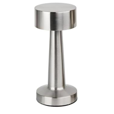 Imagem de Luminária de Mesa Candeiro Dumbbell Touch de Quarto Luxuosa 3 Tons de Led (DUMBBELL 142 PRATA)