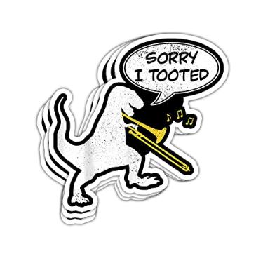 Imagem de ULTRAVUTT 3Pcs - Sorry I Tooted Trombone Stickers Funny Dinosaur Marching Band Stickers Trombone Player Marching Band Trombone Stickers Trumpet Trombone Stickers Gift Decorations Stickers 3"x4"
