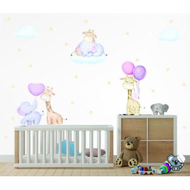 Imagem de Adesivo De Parede Infantil Girafa E Elefante Cute Baby - Colakoala Ade