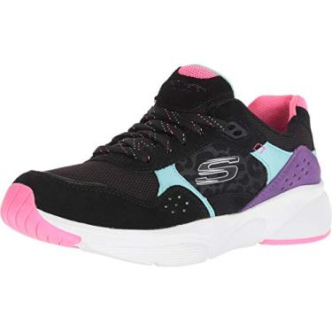 Imagem de Skechers Tênis feminino de cano baixo, tamanho 37, Preto (preto multi Bkmt), 4.5