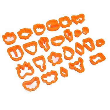 Imagem de 25pcs Crentes de Orelha de Argila Estilos Plástico Grau Alimento Cortadores Espessos para Artesanato Artesanato Argila Laranja Laranja Cortadores Fontes Corte Moldes (Laranja)