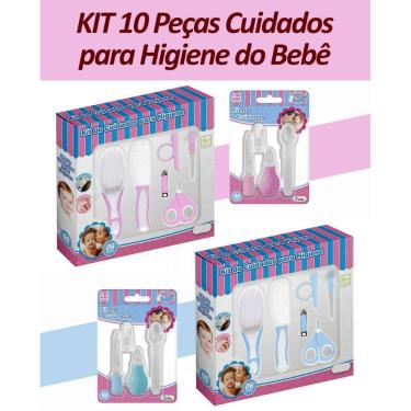 Imagem de Kit Higiene Kit Cuidados do Bebê 10 Peças Tesoura Cortador Lixa de Unha Pente e Escova