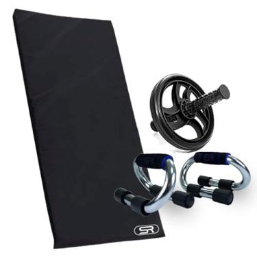 Imagem de Kit Academia - Colchonete + Roda Abdominal + Barra De Flexão