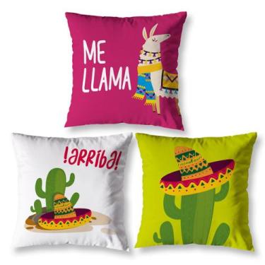 Imagem de Kit 3 Almofadas 40cm x 40cm Sala Sofá Decorativas Estampadas Coloridas
