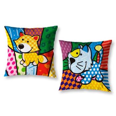 Imagem de Kit 2 Almofadas Cheias Sofá Sala 40cm x 40cm Digital Decoração Colorid