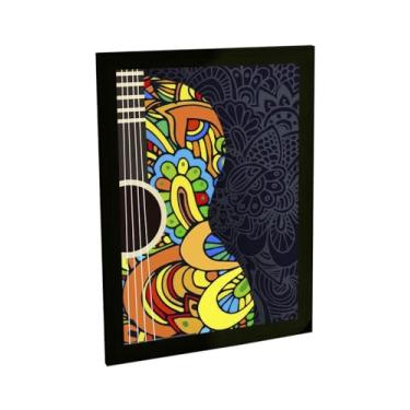 Imagem de Quadro Decorativo Violão Ilustração Floral Mandala Decoração Poster Quarto Sala