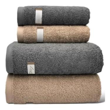 Imagem de Jogo De Toalha Algodão Egípcio Branca 4 Peças Banhão Gigante(GRAFITE +