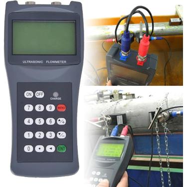 Imagem de Medidor de fluxo ultrassônico portátil TDS-100H Medidor de fluxo portátil portátil portátil com grampo no medidor de água do sensor 100-240V para host industrial de álcool do maré-maré Indus
