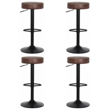 Imagem de Kit 4 Banquetas Giratórias Vintage Viena Preta - Cadeiras INC, Marrom
