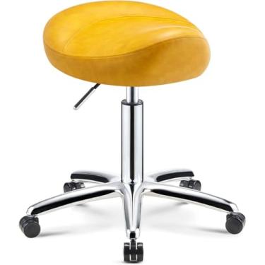 Imagem de Cadeiras Giratórias Do Trabalho Dos Termas Dos Salões De Beleza Do Escritório Dos Salões De Beleza Do Rolamento Dos Tamboretes De Sela Com Assento Do Plutônio E, Yellow, One Size