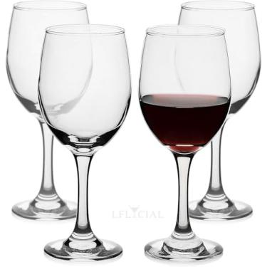 Imagem de Conjunto de 4 taças de vinho tinto duráveis para Bordeaux/Cabernet, taças de vinho branco resistentes a espessos para inauguração de casa, casamento, aniversário, 425 g