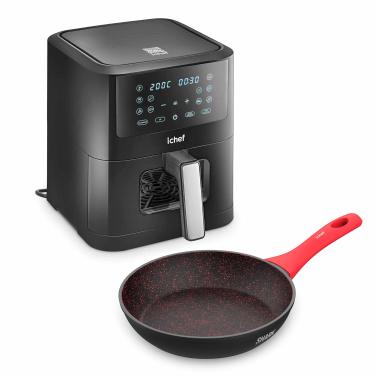Imagem de Fritadeira Elétrica Airfryer Smart Vision 6L e Panela Home Vermelha Saute Petit 20cm | 127V
