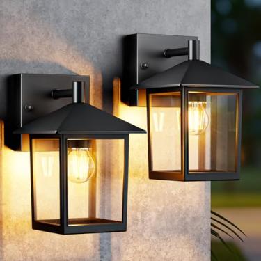 Imagem de Woolmug Pacote Com 2 Luminárias De Parede Para Áreas Externas, Arandelas Varanda Externa, À Prova D'Água Vidro Transparente Pátio, Porta Da Frente Casa, Lâmpadas Não Incluídas