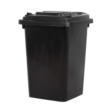 Imagem de Lixeiras Externas Com Tampa Lata Lixo Comercial Plástico Grande Capacidade Lata Lixo Cilíndrica Longa Para Triagem Externa(Black,50L)