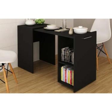 Imagem de Mesa Multiuso Escritório Retrátil ME4170 c/ 2 Nichos Preto - Tecno Mob