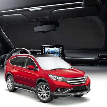 Imagem de Neverland Acessórios para para-brisas de para-sol de carro - Para-sol dobrável para Honda CR-V 2012-2016, capa de persiana refletora de calor, viseira de painel com tecido revestido de prata Oxford