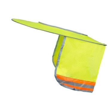 Imagem de YsXoWiui Protetor solar para capacete de segurança, aba larga, à prova de, com faixas refletivas, proteção para pescoço, proteção para pescoço, capacete de, Amarelo