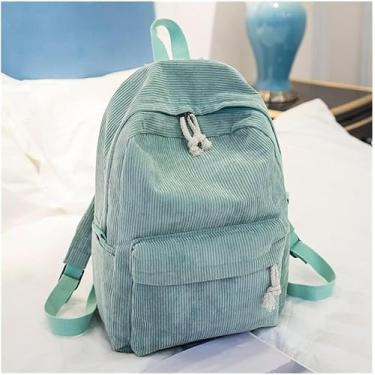 Imagem de Mochila Estilo Universitário Tecido Macio Mochila Mochila Escolar Feminina Design De Veludo Cotelê Mochila Escolar Para Adolescentes Mochila Listrada Feminina, Green