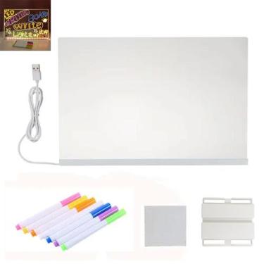 Imagem de Lousa Luminaria LED Quadro Caneta Anotaçao Recado Escrita Decoraçao Me