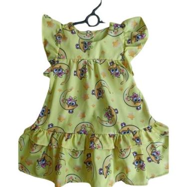 Imagem de Vestido Lara Infantil Amarelo Claro Com Curuja E Lua Menina - Se Tu be