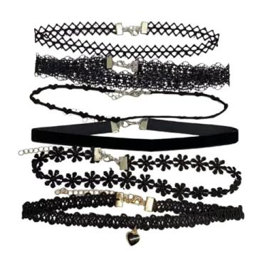 Imagem de Azusa Sun Conjunto de gargantilhas femininas com coração e pingente de flor, gargantilha de veludo, gargantilha de renda, fofo, rosa, verde, margarida, joias, presente de Dia dos Namorados, One Size