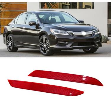 Imagem de Serve para Honda Accord 2016-2017 refletor de para-choque montado na parte traseira, luzes marcadoras vermelhas, guarnição da lente, luz de freio traseira esquerda e direita