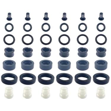 Imagem de 6X Kit de reparo de reconstrução de injetores de combustível 06164-P8A-A00 FJ458 compatível com Honda Acura 3.0 3.2 3.5L V6 e 1.6 2.3L l4 FJ340 FJ10519 06164-PAA-L00