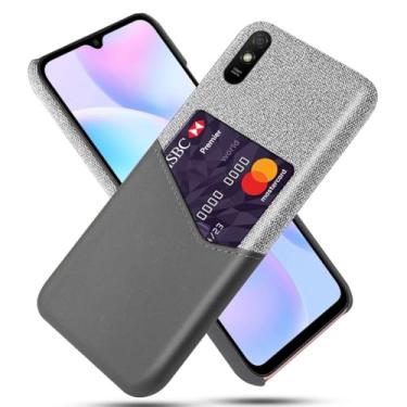 Imagem de Capa para Xiaomi Redmi 9A,Tela e tampa de couro PU,Antideslizante,360°cobertura completa à prova de choque com 1 slot de cartão atrás,Prevenção de queda-Gray