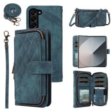 Imagem de Capa de celular para Samsung Galaxy Z Fold 6 5G 2024 capa de celular carteira com cordão transversal alça de ombro flip suporte com zíper bolsa porta-cartão de crédito acessórios ZFold6 Z6 G Fold6 6Z