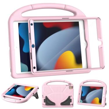 Imagem de TOEVEK Capa infantil para iPad 9ª/8ª/7ª geração, iPad 10.2 com protetor de tela integrado, capa protetora durável à prova de choque para iPad de 10,2 polegadas 2021/2020/2019, rosa claro
