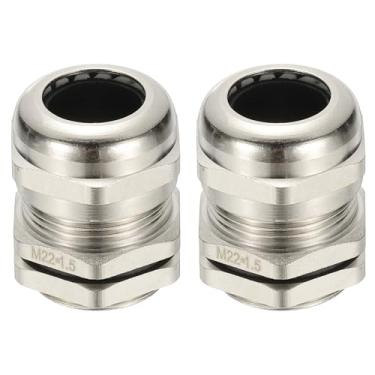 Imagem de PATIKIL Prensa-cabos elétricos à prova d'água, M22 2 peças 10-14 mm cabo de latão niquelado cabo de aperto elétrico protetor de fio para caixa de cabo externo caixa de junção