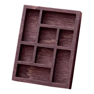 Imagem de Colaxi Mini bandeja de coleção de bugigangas em madeira com vários compartimentos, mini prateleira de cristal, suporte para joias para casa de bonecas, Style B