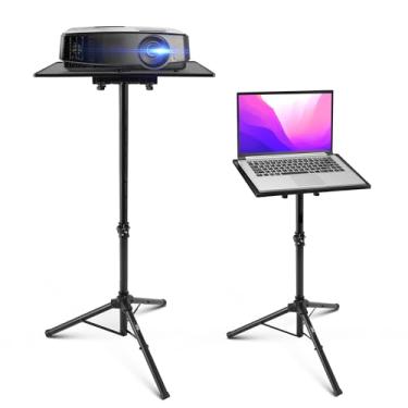 Imagem de Suporte para projetor de laptop Pyle, altura do tripé resistente ajustável para apresentações de DJ computador portátil