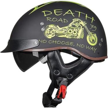 Imagem de Retro Motocicleta Meio Capacete Aprovado Ece Estilo Alemão Boné De Beisebol Capacete Homens Mulheres Leve E Portátil Moto Capacete Aberto Para Chopper Moped Bike, 3, XXL