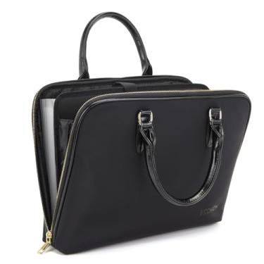 Imagem de Bolsa organizadora de arquivos sanfonada, pasta com zíper e etiquetas, pasta expansível de 12 bolsos, Preto