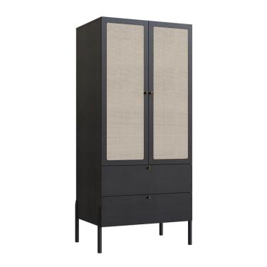 Imagem de Guarda-Roupa Solteiro Oslo 2 Portas 2 Gavetas Preto